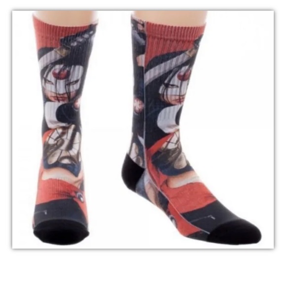 Suicide Squad Katana Crew Socks 1 Pair Men 8-12 Red Black Sublimated DC Joker - Picture 2 of 8